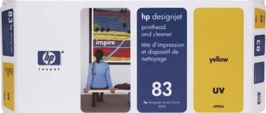 HP 83 Original Yellow UV Printhead and Cleaner : C4963A Cartridges JS Bazar