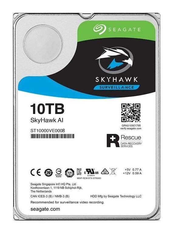 Seagate 10TB SkyHawk AI Surveillance, 3.5 Inch Hard Drive, SATA 6Gb/s/250MB, 7200 RPM | ST10000VE0008 - JS Bazar