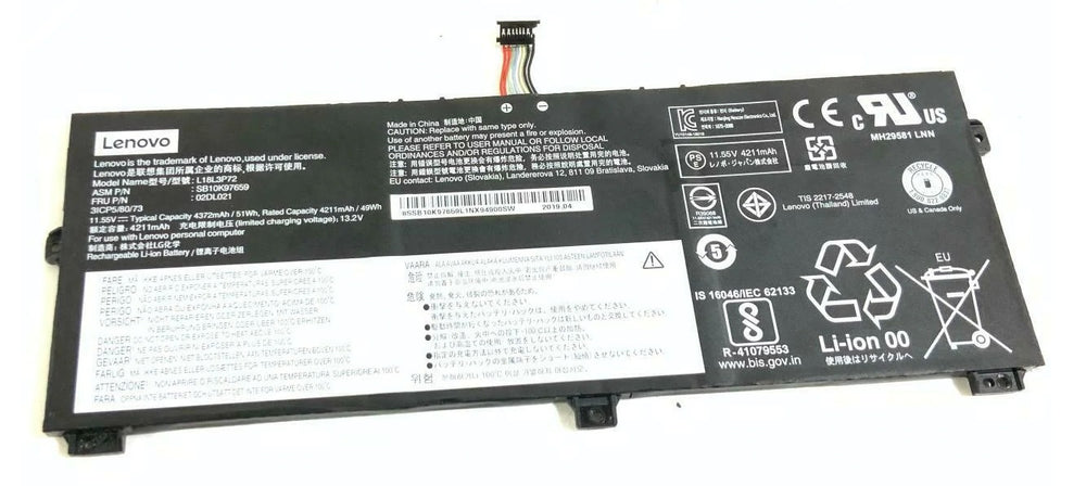 New 49W Replacement Laptop Battery 02DL022, 02DL021, SB10T83170, 5B10W13927 for LENOVO ThinkPad X390 Yoga 20NN notebook - JS Bazar