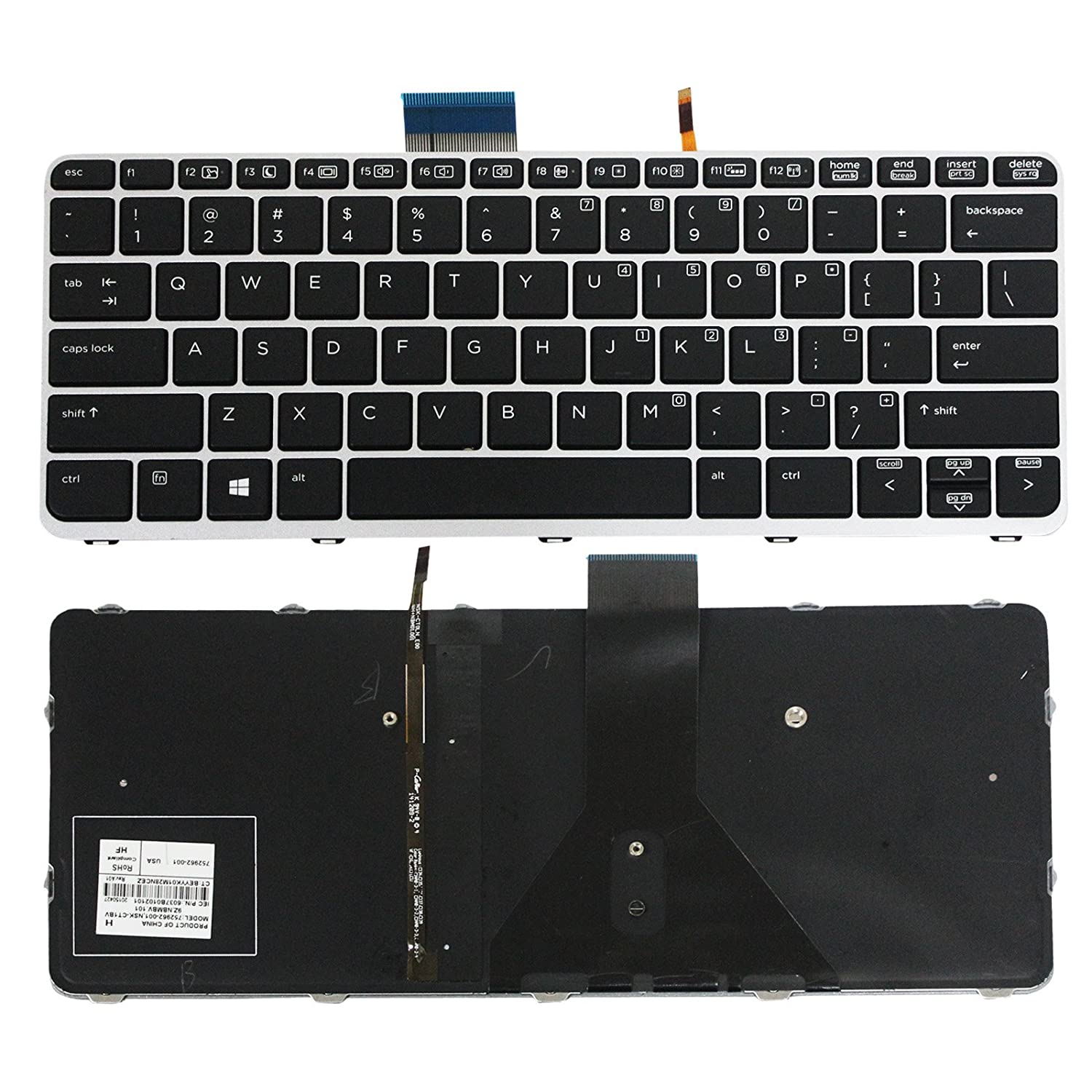 New Genuine HP EliteBook Folio 1020 G1 G2 Keyboard Backlit 6037B0102201, MP-13U83USJ930 Laptop Keyboard JS Bazar