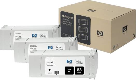 HP 83 Designjet Triple Pack Black UV Ink Cartridge : C5072A Cartridges JS Bazar