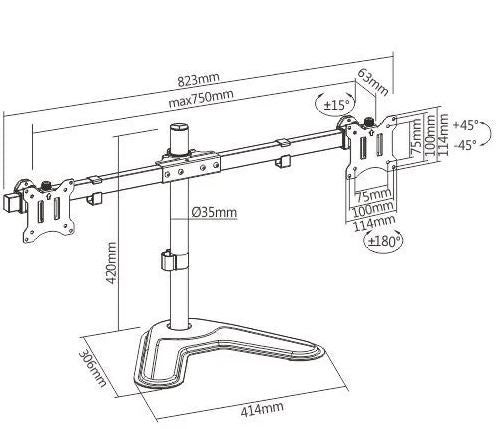 pole mount dual-screen monitor stand | 91-ldt57t02 - JS Bazar