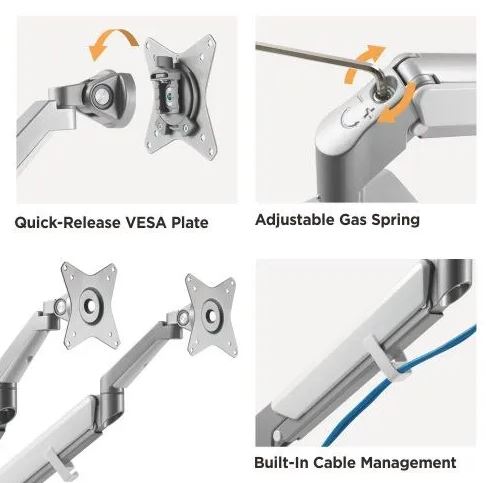 Dual Monitors Space-Saving Gas Spring Monitor Arm | LDT44-C024 - JS Bazar