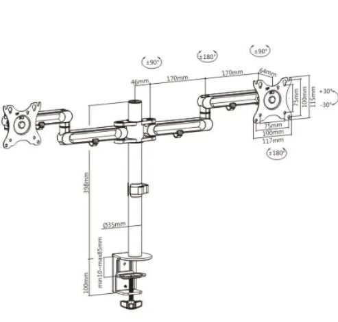 Dual Monitors Premium Aluminum Articulating Monitor Arm | 91-ldt30c024 - JS Bazar