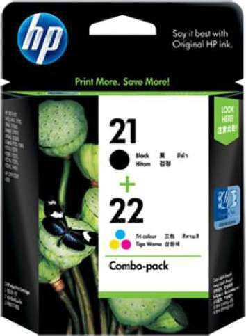 HP 21 Black/22 Tri-color 2-pack Original Ink Cartridges : CC630AA Cartridges JS Bazar