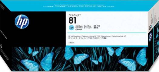 HP 81 680-ml Light Cyan Dye Ink Cartridge : C4934A Cartridges JS Bazar