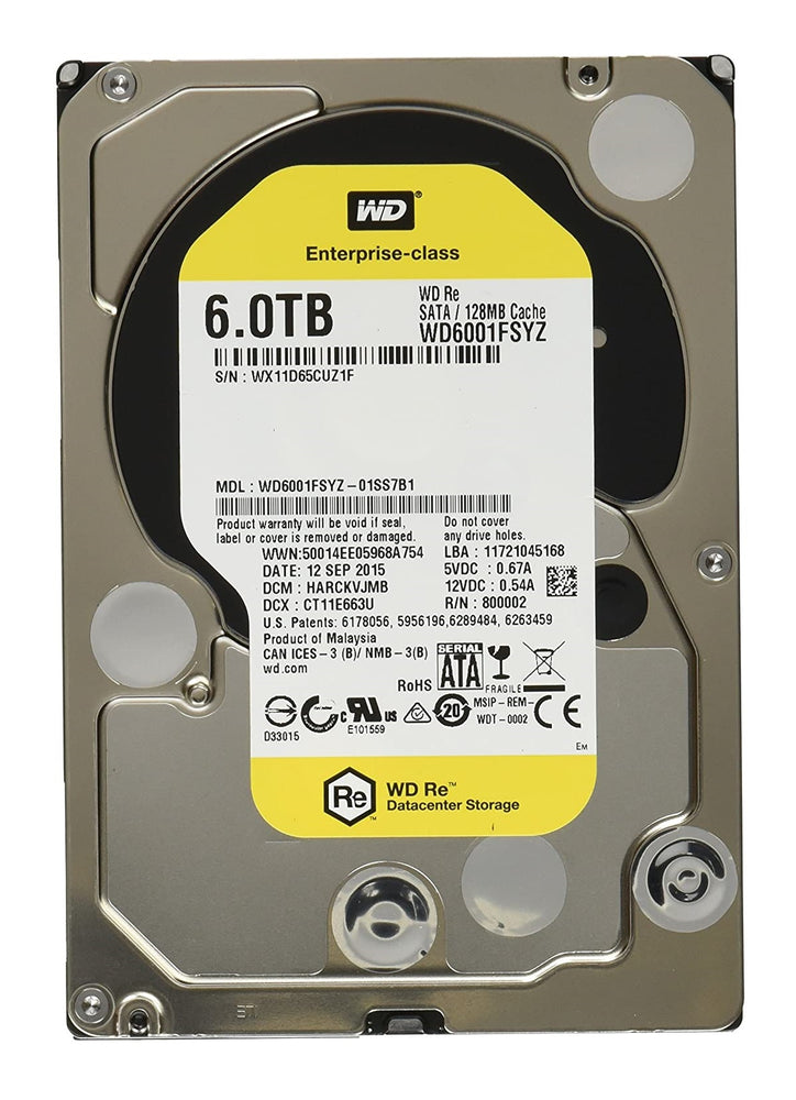 Western Digital 6TB RE 7200 RPM 64MB Cache SATA 6.0Gb/s 3.5 inch Enterprise Internal Hard Drive Bare Drive | WD6001FSYZ - JS Bazar