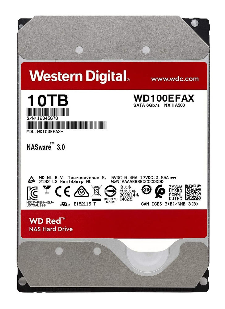 WD 10TB Red 5400 RPM 256MB Cache SATA 6.0Gb/s 3.5 Inch NAS Hard Drive Bare Drive | WD100EFAX - JS Bazar