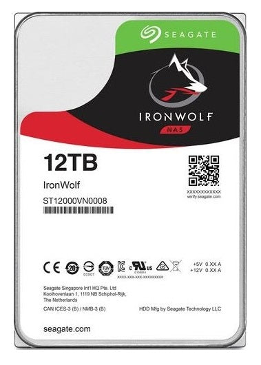 Seagate IronWolf 12TB NAS Hard Drive, 7200 RPM 256MB Cache SATA 6.0Gb/s CMR 3.5