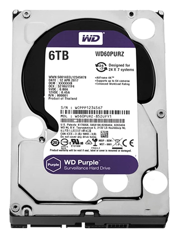 WD 6TB Purple SATA Surveillance Hard Drive | WD60PURX / WD62PURZ - JS Bazar