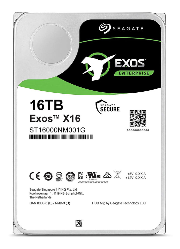 Seagate Exos 16TB Enterprise HDD X16 SATA 6Gb/s 512e/4Kn 7200 RPM 256MB Cache 3.5