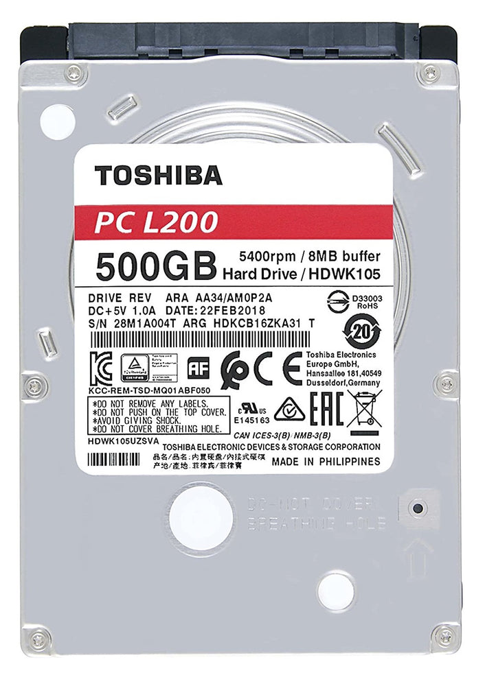 Toshiba 500GB L200 Slim Mobile 7 mm 2.5-Inch SATA Internal Hard Drive | HDWK105UZSVA - JS Bazar