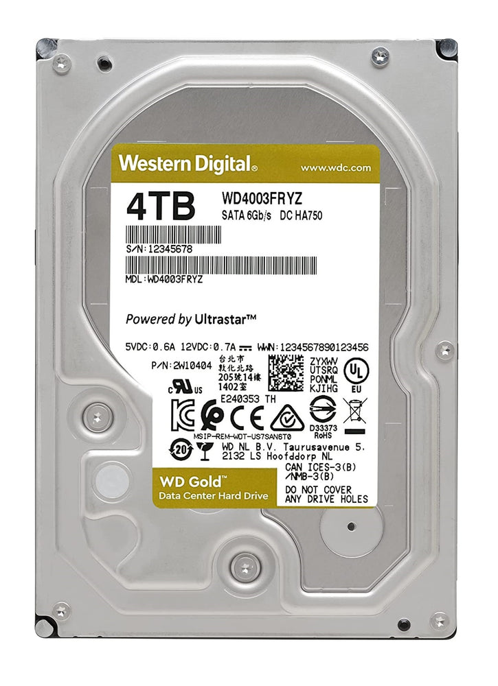 Western Digital 4TB Gold SATA 6Gb s 7200 RPM 256 MB Cache Enterprise Class 3.5