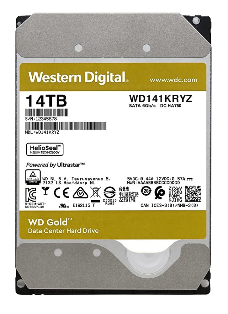 Western Digital 14TB WD Gold Enterprise Class Internal Hard Drive - 7200 RPM Class, SATA 6 Gb/s, 512 MB Cache, 3.5