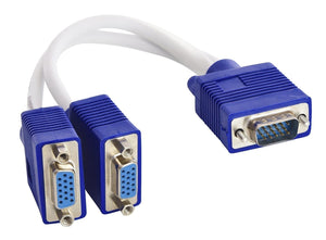 503-74 VGA Y-splitter 1 to 2, Passive - White & Blue - JS Bazar