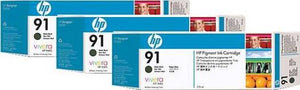 HP 91 3-pack 775-ml Matte Black Ink Cartridges : C9480A Cartridges JS Bazar