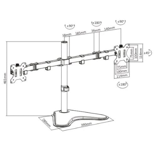 Dual Monitor Arm Stand Economical Double Joint Articulating Steel | 91-ldt12t024n - JS Bazar