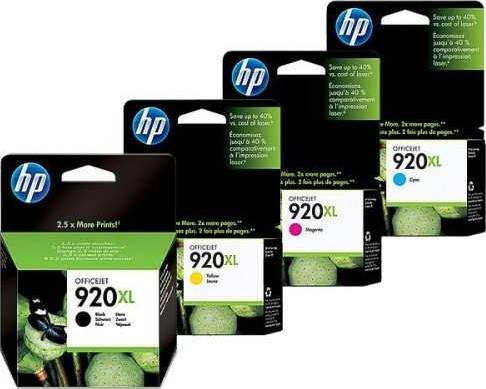 HP 920XL Four Pack Black & Colors Ink Cartridge Set - Black/Yellow/Cyan/Magenta Cartridges JS Bazar