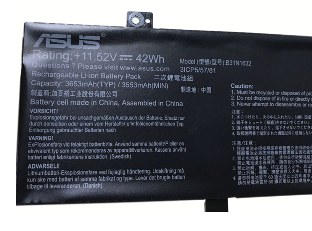 B31N1632 ASUS R418UA S405UA X405UA X405UQ X405UR 0B200-02540000 Replacement Laptop Battery