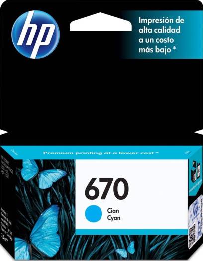 HP 670 Cyan Original Ink Advantage Cartridge : CZ114AL Cartridges JS Bazar