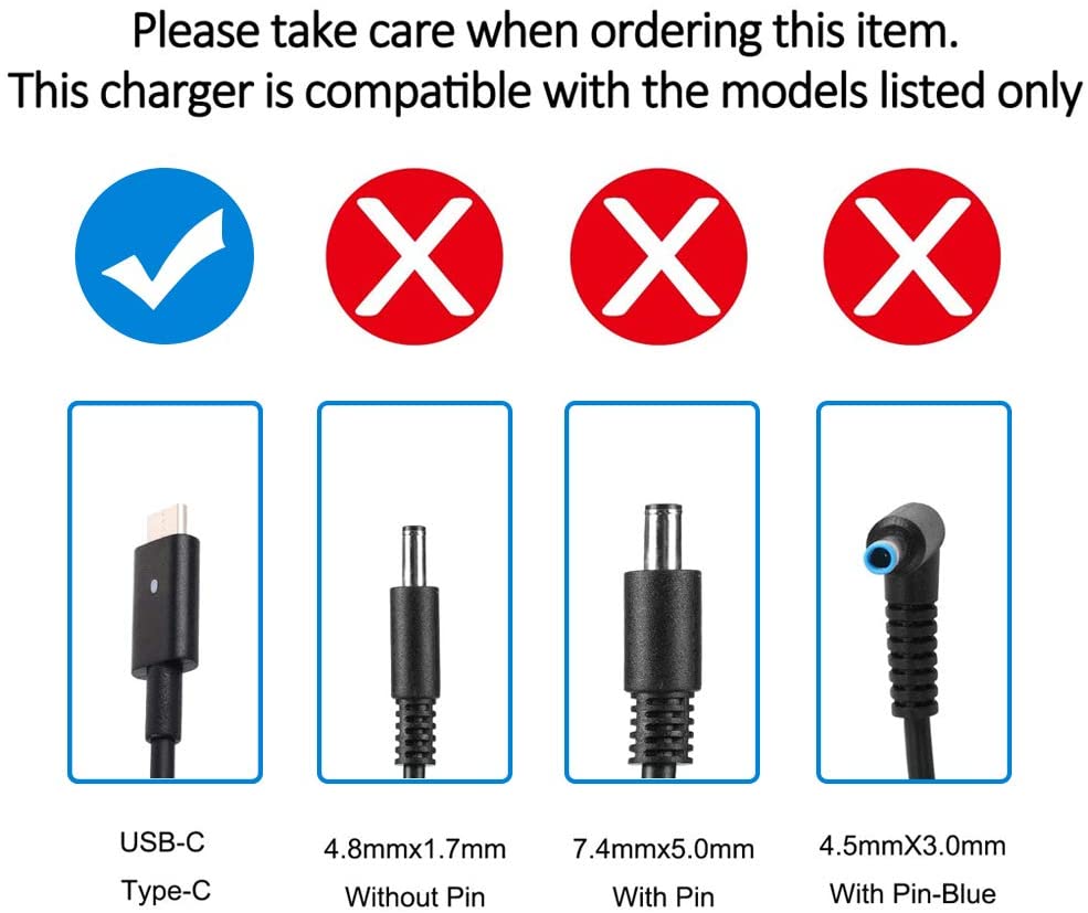 90W USB type C Laptop Charger, Compatible for Dell XPS 13 9350 9365 9370 Latitude 7280 7480 7380 7390 - JS Bazar