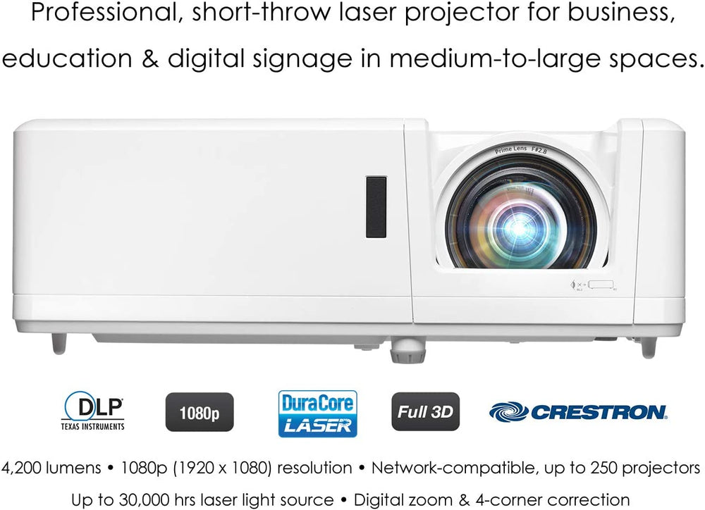 Optoma ZH406 Short Throw FHD Laser Projector, Dura Core Laser Technology, High Bright 4200 Lumens. - JS Bazar