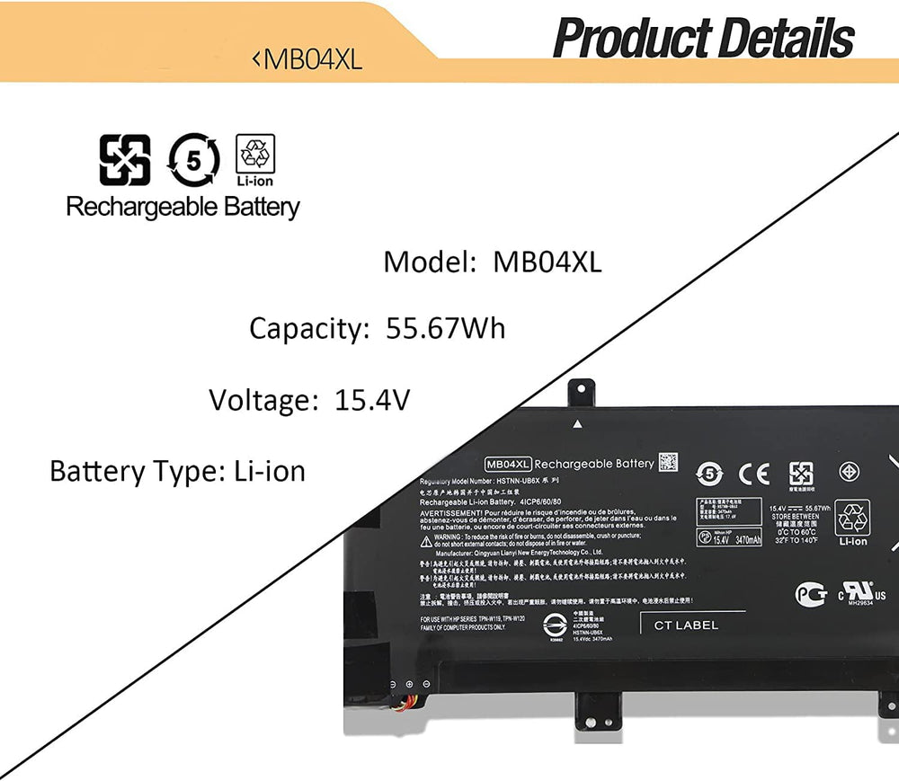 JS Bazar MB04XL HP Envy X360 M6-AQ000, Envy X360 15-AQ040NZ, HSTNN-UB6X 843538-541 Laptop Battery - JS Bazar