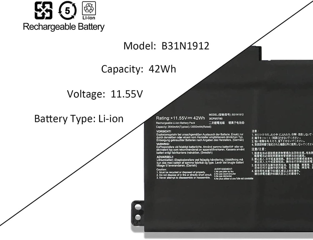 Laptop Battery Compatible for B31N1912 C31N1912 /Asus VivoBook 14 E410 E410MA - JS Bazar