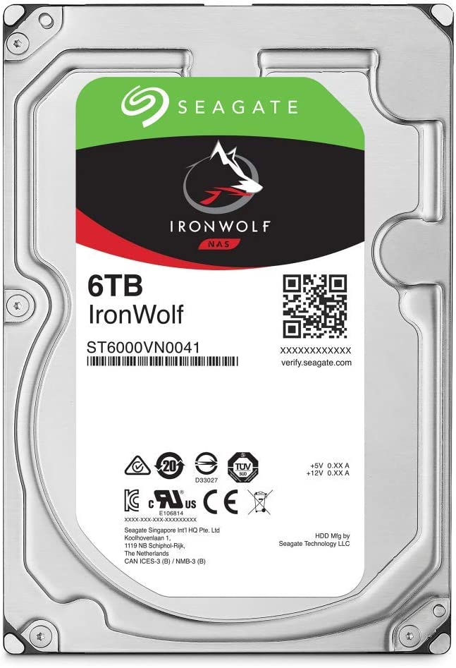 Seagate IronWolf ST6000VN001 6TB 7200 RPM 256MB Cache SATA 6.0Gb/s 3.5