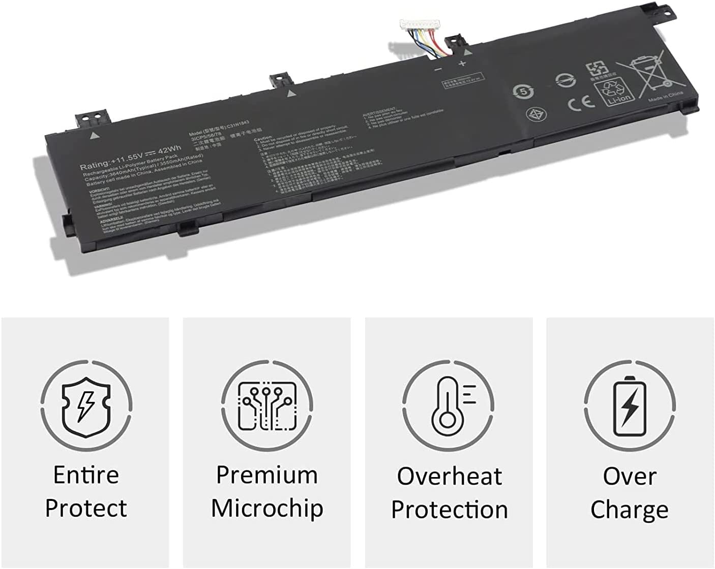 Asus Laptop Battery Compatible for 42Wh C31N1843 Laptop Battery Replacement for Asus VivoBook Laptop Batteries JS Bazar