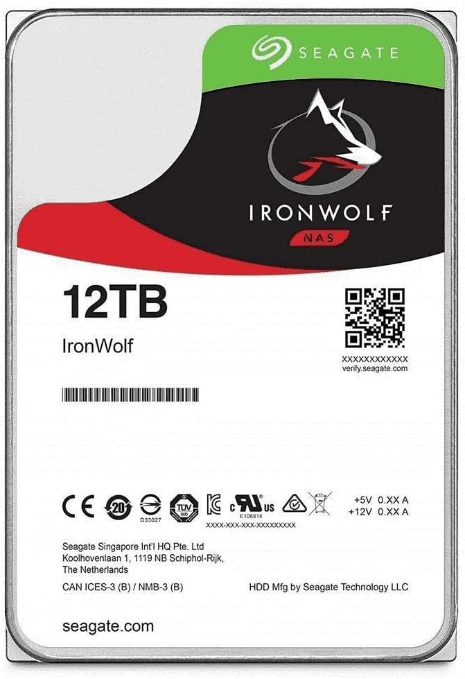 Seagate IronWolf 12TB NAS Hard Drive, 7200 RPM 256MB Cache SATA6.0Gb/s CMR : ST12000VN0008 Hard Drives JS Bazar