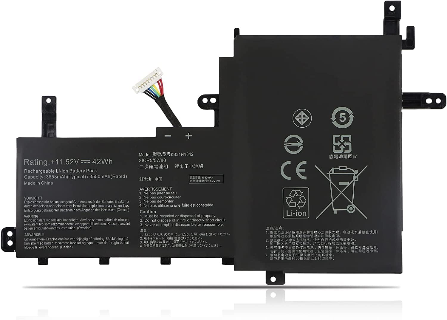 Original B31N1842 Asus Laptop Battery 42Wh Compatible with ASUS VIVOBOOK 15 M513 S513EA S513IA X513EA X513EP / VIVOBOOK S15 K531FA K531FL S530FA S531FA S531FL S5500FL V531FA Series 3ICP5/57/80 0B200-0344000 Laptop Batteries JS Bazar