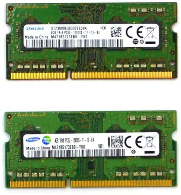Samsung 8GB kit (2 x 4GB), 204-pin SODIMM, DDR3 PC3L-12800, 1600MHz ram memory module (M471B5173EB0-YK0 x 2) RAM JS Bazar