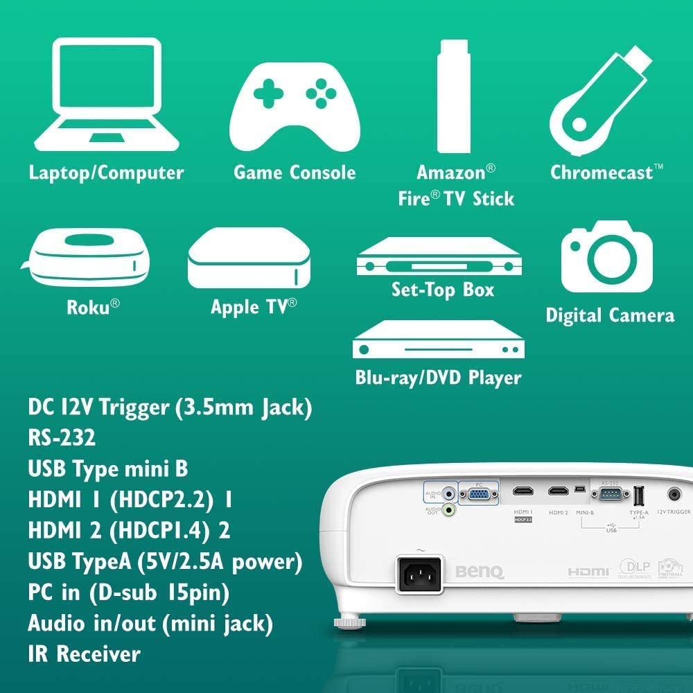 BenQ 4K UHD Home Theater Projector with HDR and HLG, 3000 Lumens, Keystone for Easy Setup Projectors JS Bazar
