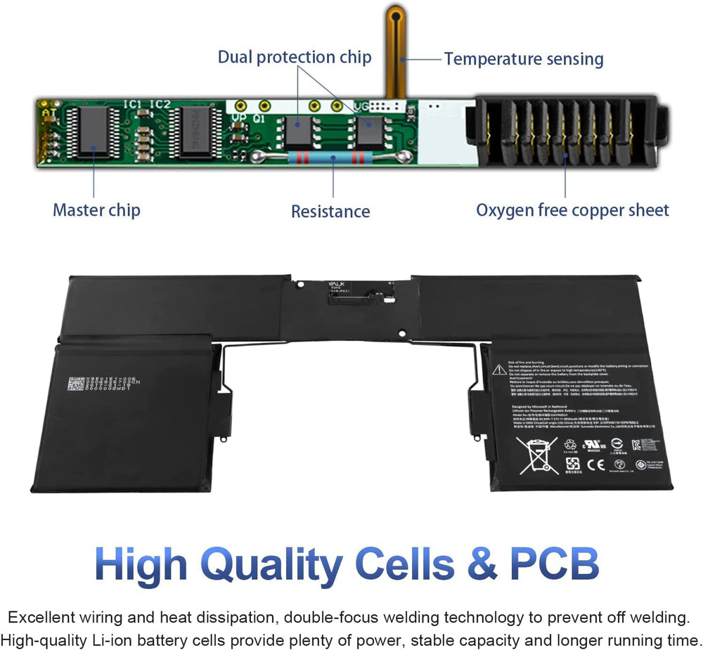 Laptop Battery Compatible for 60.8Wh G3HTA001H Compatible with Microsoft Surface Book 1 1st Gen 1785 with Performance Base (GTX 965M) 93HTA001H - JS Bazar