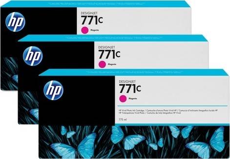 HP 771C Original 3 Pack Magenta Ink Cartridge : B6Y33A Cartridges JS Bazar