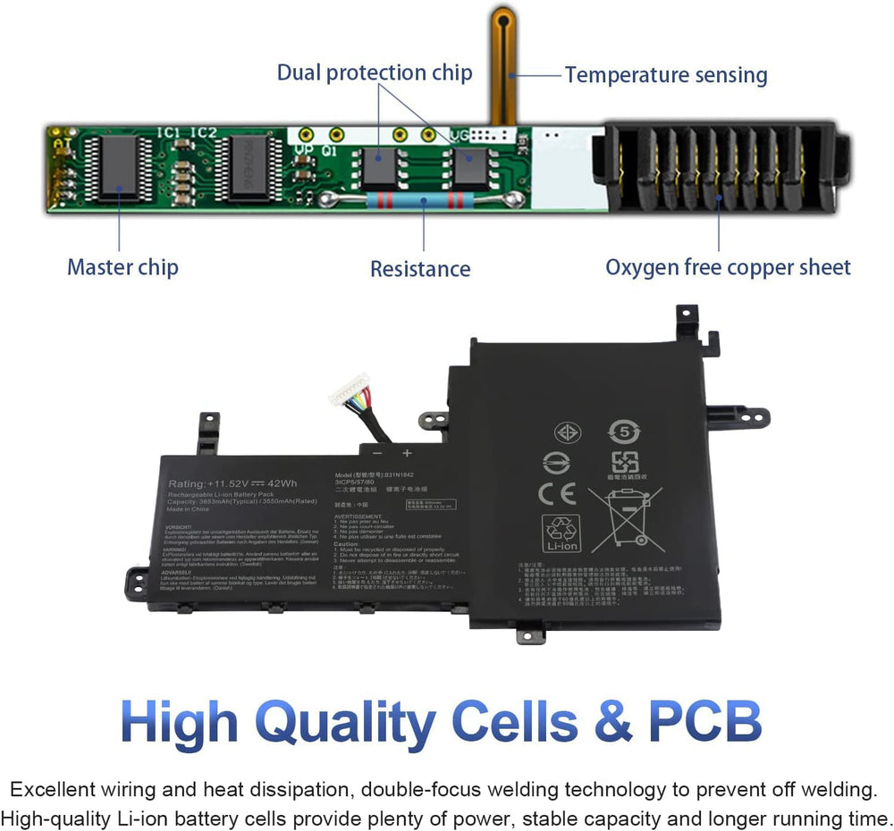 Laptop Battery Compatible for 42Wh B31N1842 Battery For ASUS VivoBook S15 S531FA - JS Bazar