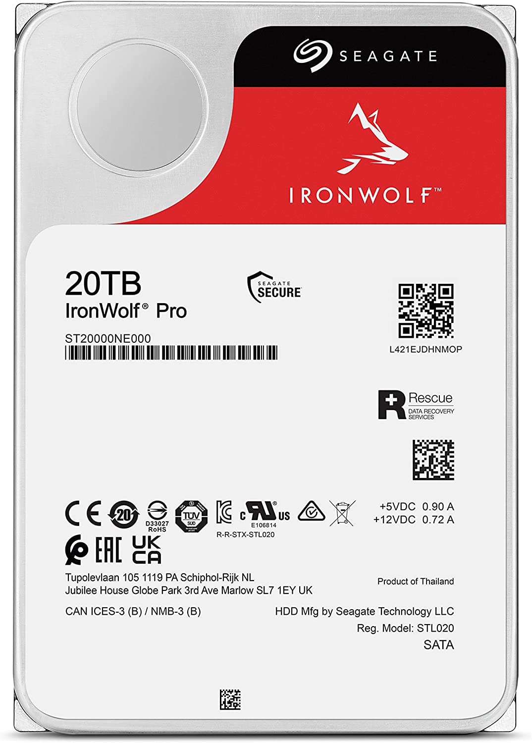 Seagate IronWolf Pro 20TB NAS Hard Drive, 7200 RPM Memory Speed, 256MB Cache : ST20000NE000 Hard Drives JS Bazar