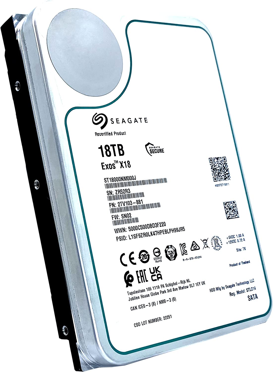 Seagate Exos X18 18TB Sata Hard Drive, CMR 3.5 Inch Hyperscale SATA 6Gb/s, 7200 RPM : ST18000NM000J Hard Drives JS Bazar