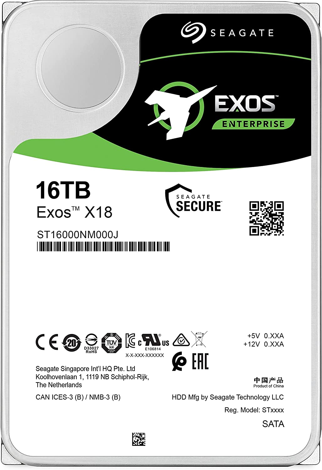 Seagate Exos X18 16TB SATA III Enterprise HDD, 3.5"m, 3.5" Form Factor, 6 Gb/s Interface : ST16000NM000J Hard Drives JS Bazar