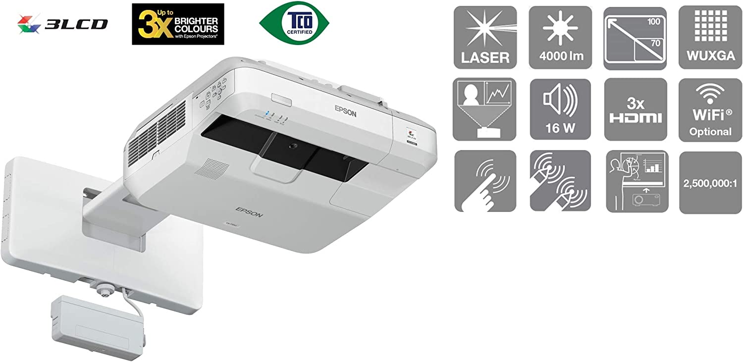 Epson WUXGA 4000 Wireless Projector, 3LCD Technology, Split Screen Technology, 4,000 Lumens : EB-710Ui Projectors JS Bazar