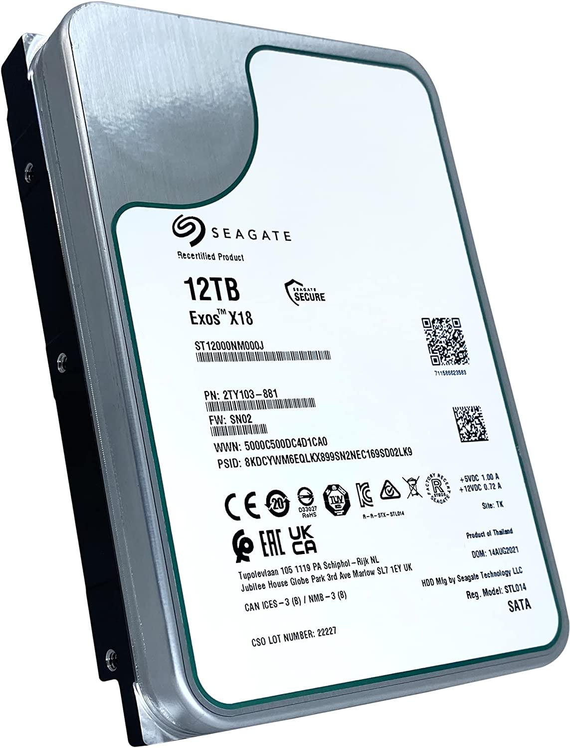Seagate Exos X18 ST12000NM000J 12 TB Internal Hard Drive, 7200RPM, 256 MB Cache Hard Drives JS Bazar