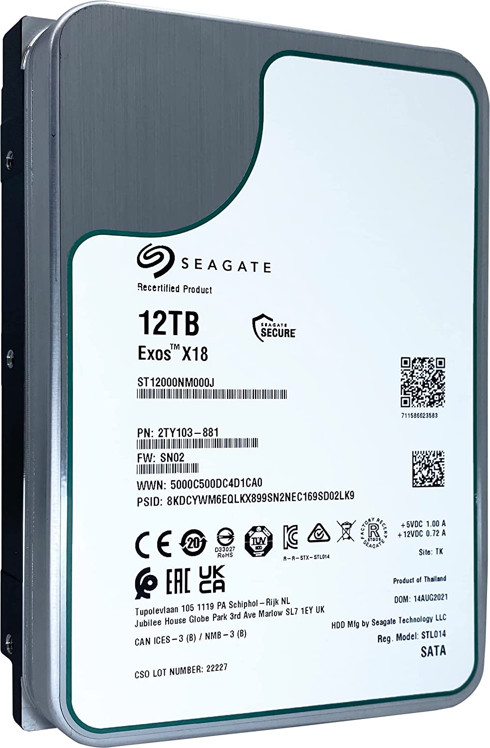 Seagate Exos X18 ST12000NM000J 12 TB Internal Hard Drive, 7200RPM, 256 MB Cache Hard Drives JS Bazar