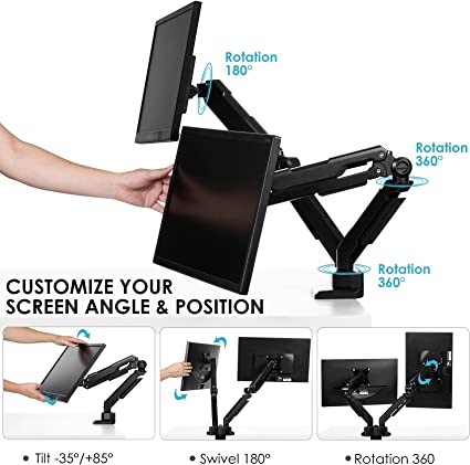 premium dual monitors aluminum gas spring monitor arm | 91-ldt26c024 - JS Bazar