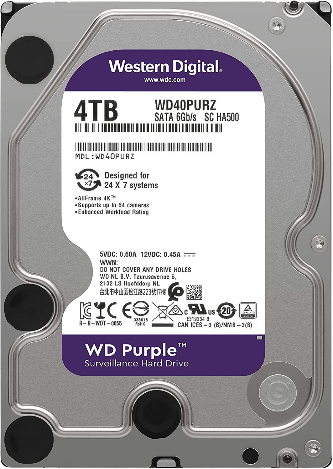 WD 4TB Purple SATA Surveillance Hard Drive : WD40PURZ / WD42PURZ Hard Drives JS Bazar