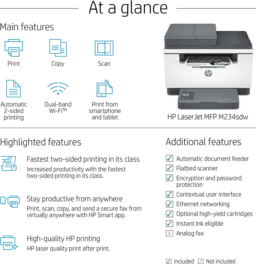 HP LaserJet MFP M234SDW Wireless Monochrome All-in-One Printer : 6GX01F - JS Bazar