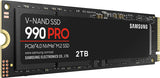 Samsung 990 Pro 2 TB NVMe M.2 Internal SSD, PCIe Gen 4.0 x4, NVMe 2.0 Interface 3.3 Voltage, V-NAND 3-bit MLC : MZ-V9P2T0BW Hard Drives JS Bazar