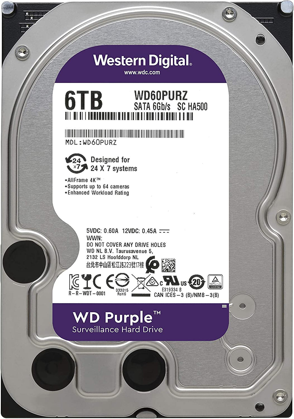 Western Digital Purple 6TB 3.5'' Surveillance Hard Drive : WD60PURZ / WD62PURX / WD63PURZ Hard Drives JS Bazar