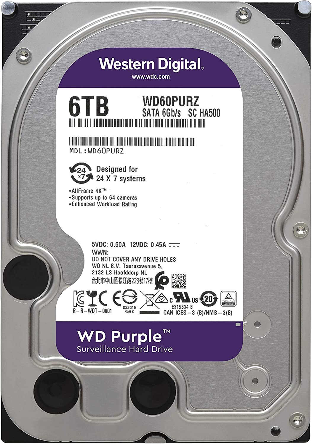 Western Digital Purple 6TB 3.5'' Surveillance Hard Drive : WD60PURZ / WD62PURX / WD63PURZ Hard Drives JS Bazar