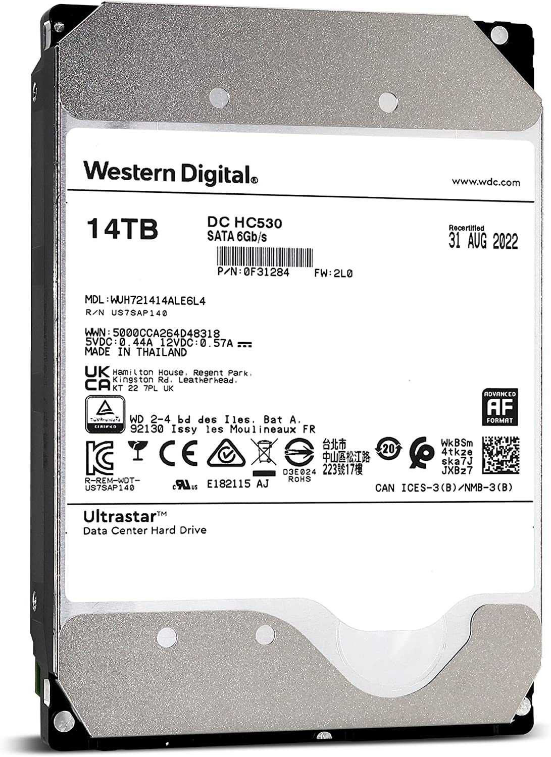WD (HGST) 0F31284 14TB Ultrastar HC DC530 (He14) WUH721414AL5204 3.5in 7200RPM : WUH721414ALE6L4 Hard Drives JS Bazar